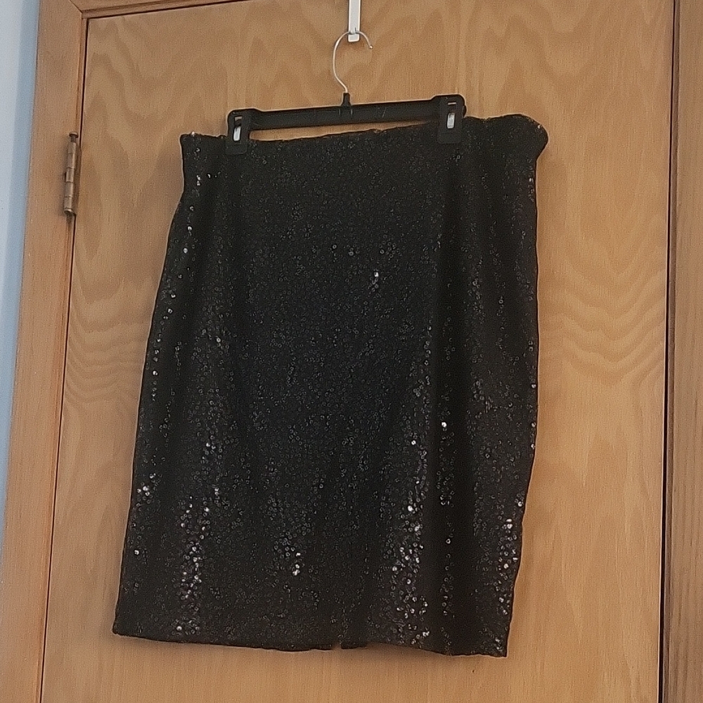 Elegant Black Lined Skirt With Sequins